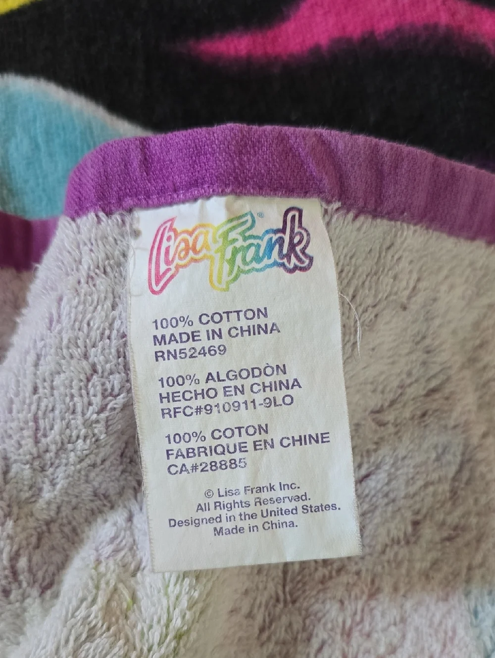 Vintage 90's Lisa Frank Roary Beach Towel